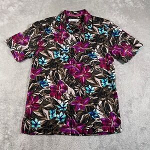 Tommy Bahama‎ Coconut Grove Camp Shirt Womans XS Purple Floral Silk Button Up